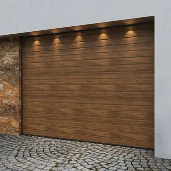 Секционные гаражные ворота серии Trend с автоматикой, 3000×2500, Темный дуб (гладкий) Секционные гаражные ворота серии Trend с автоматикой, 3000×2500, Темный дуб (гладкий)